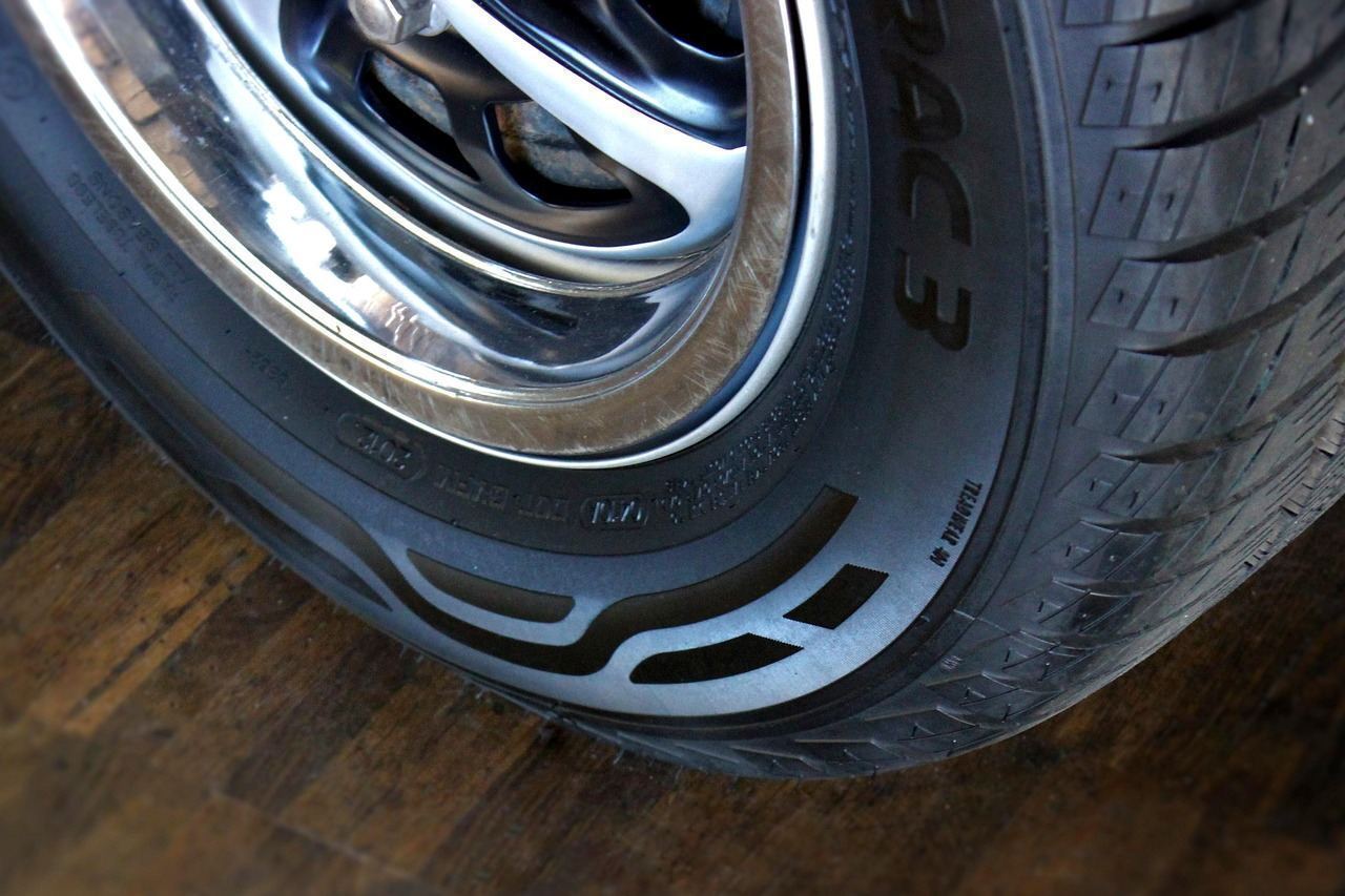 Tire blowout damage on shoulder of highway